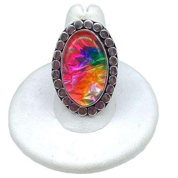 Multicolor Oval Statement Ring - Picture 6 of 6
